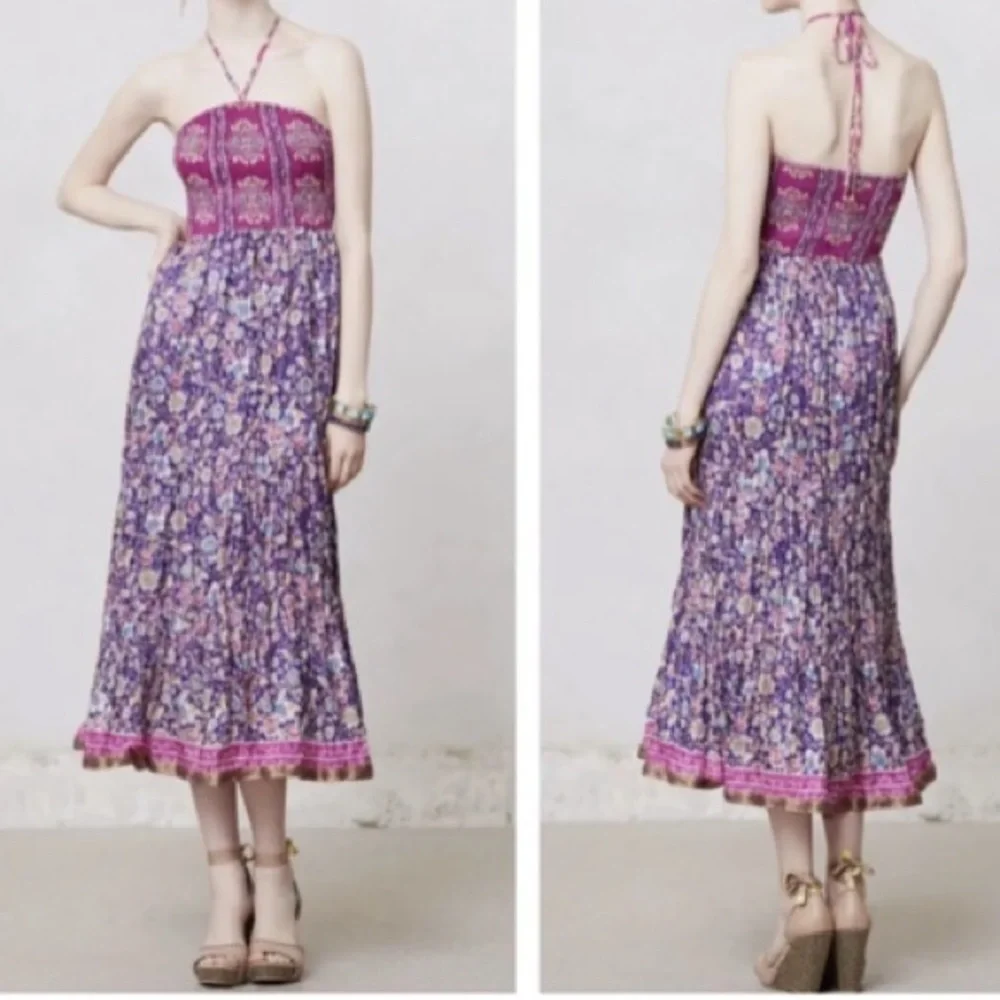 Anthropologie| Maeve |Fall Daleka Purple Silk Dress | Sz Medium NWT - Picture 1 of 11